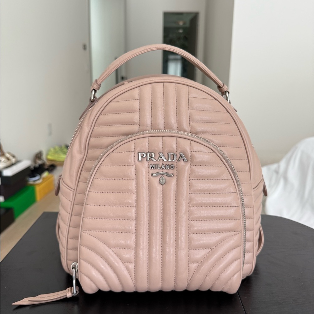 Prada Calfskin Diagramme Blush Backpack 100% Authentic.